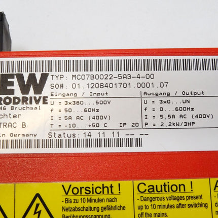 SEW Eurodrive Movitrac Umrichter 2.2kW MC07B0022-5A3-4-00 - Maranos.de