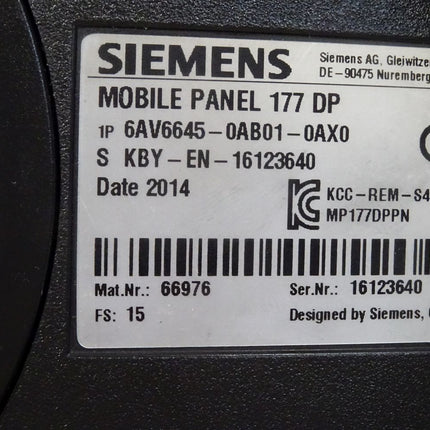 Siemens Mobile Panel 177DP 6AV6645-0AB01-0AX0 6AV6 645-0AB01-0AX0 - Maranos.de