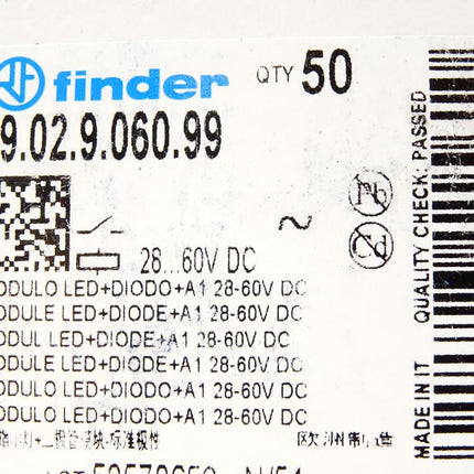 Finder Steckmodul mit LED 99.02.9.060.99 / Inhalt : 50 Stück / Neu OVP