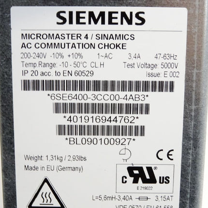 Siemens Micromaster4 6SE6400-3CC00-4AB3 6SE6 400-3CC00-4AB3 - Maranos.de