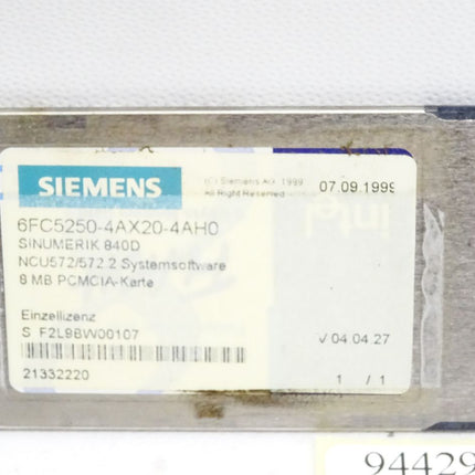 Siemens 6FC5250-4AX20-4AH0 Sinumerik 840D NCU572/572.2 8MB PCMCIA-Karte