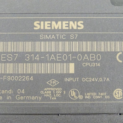 Siemens Simatic S7-300 CPU 6ES7314-1AE01-0AB0 / 6ES7 314-1AE01-0AB0