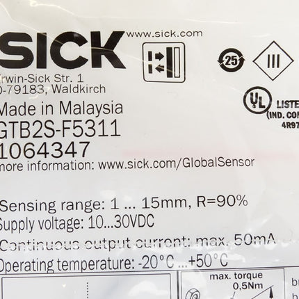 Sick GTB2S-F5311 1064347 Miniatur-Lichtschranke / Neu OVP