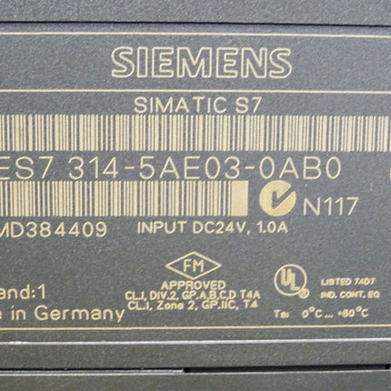 Siemens S7-300 CPU314 6ES7314-5AE03-0AB0 6ES7 314-5AE03-0AB0 - Maranos.de
