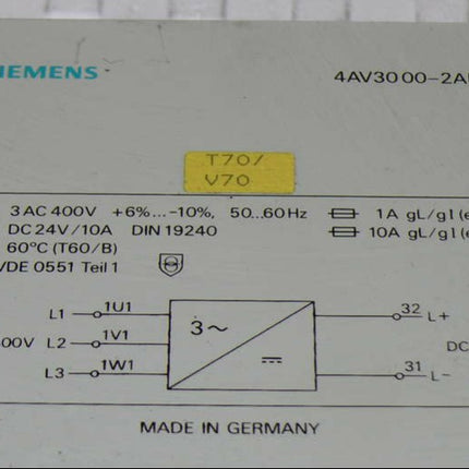Siemens Stromversorgung 4AV3000-2AB Trafo