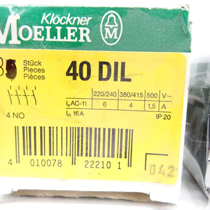 Klöckner Moeller 40 DIL / 40DIL Hilfsschalter-baustein / Inhalt : 3 Stück / Neu OVP