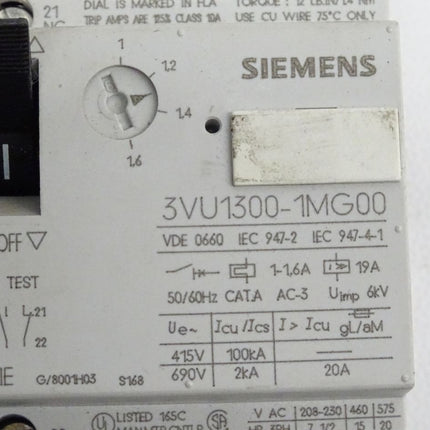 Siemens 3VU1300-1MG00 / 3VU13001MG00 / Leistungsschalter Motorschutzschalter