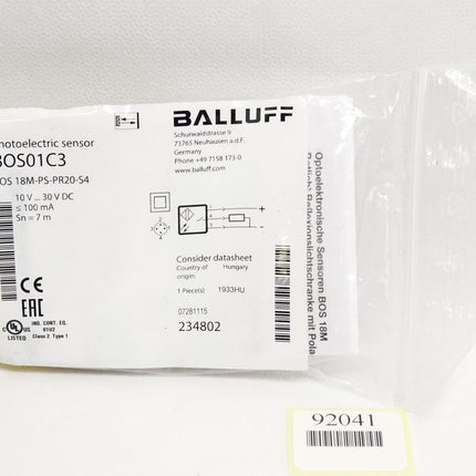 Balluff  Photoelectric Sensor BOS01C3 BOS 18M-PS-PR20-S4 / Neu OVP
