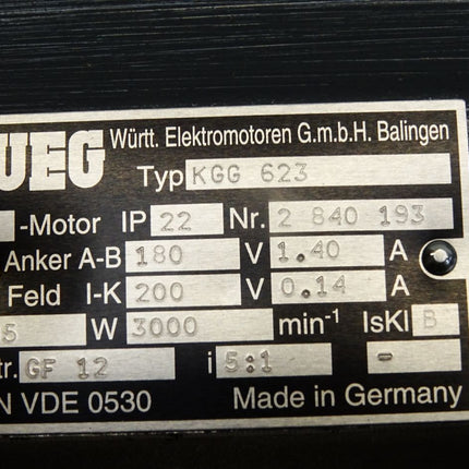 WEG KGG623 KGG 623 G-Motor Getriebemotor GF12 3000min-1 i 5:1 185W / Neu - Maranos.de