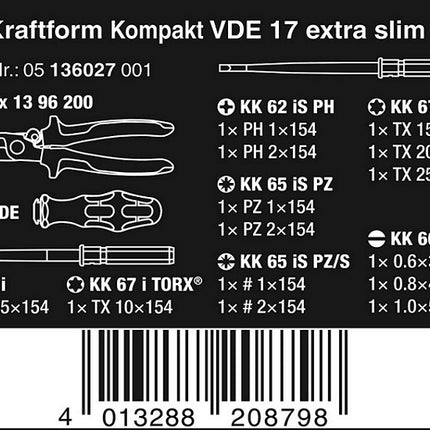 Wera 05136027001 Kraftform Kompakt VDE 17 tlg. extra slim 1 Sraubendreher Set - Maranos.de