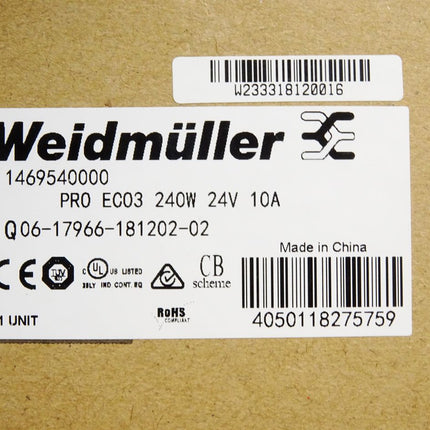 Weidmüller Schaltnetzgerät 1469540000 PRO ECO3 240W 24V 10A / Neu OVP