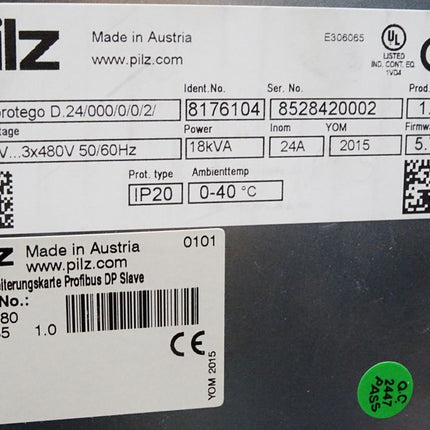 Pilz PMCprotego Servoverstärker D.24/000/0/0/2/ 8176104 + PMC Erweiterungskarte Profibus 8176280 - Maranos.de