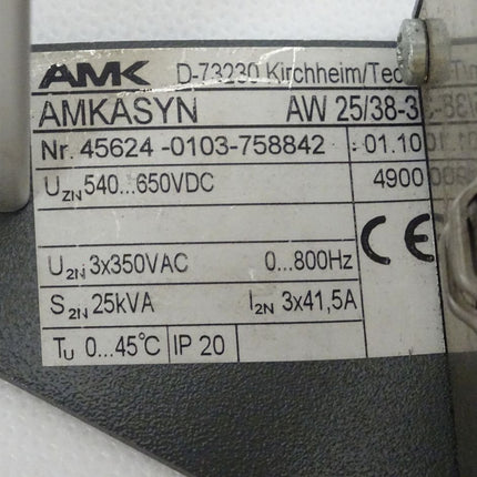 AMK AMKASYN AW 25/38-3 25kW Wechselrichter / defekt! Ersatzteil Spender