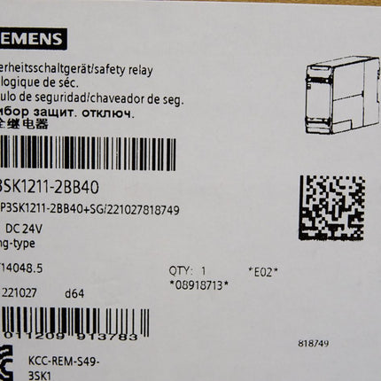 Siemens Sicherheitsschaltgerät 3SK1211-2BB40 / Neu OVP - Maranos.de