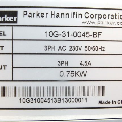 Parker Frequenzumrichter 10G-31-0045-BF / 0.75KW / Neu