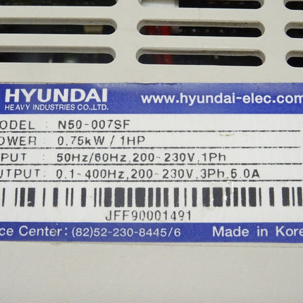 Hyundai HiRun Inverter N50-007SF 0,75kW 1HP