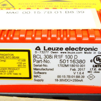 Leuze electronic Barcode Reader BCL308i R1 F 100 D 50116380 / Neu OVP - Maranos.de