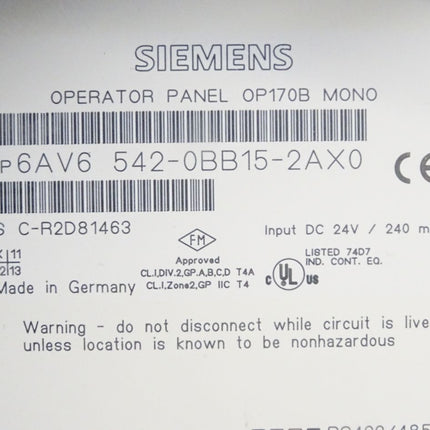 Siemens Backcover Rückschale Panel OP170B Mono 6AV6542-0BB15-2AX0 6AV6 542-0BB15-2AX0 - Maranos.de