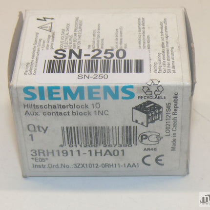 NEU-OVP Siemens 3RH1911-1HA01 Hilfsschalterblock 1Ö 3RH1 911-1HA01