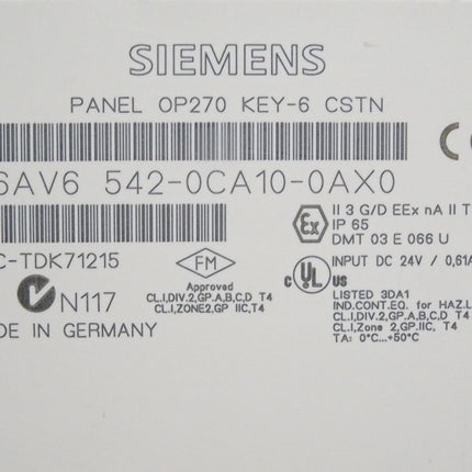 Siemens Backcover Rückschale Panel OP270 KEY-6 CSTN 6AV6542-0CA10-0AX0 6AV6 542-0CA10-0AX0 - Maranos.de
