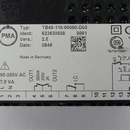 PMA TB40-110-00000-D00 Temperaturregler Vers. 2.5