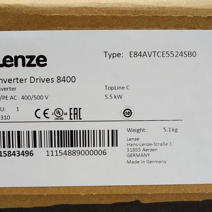 Lenze Inverter Drives 8400 15843496 E84AVTCE5524SB0 5.5kW Neu OVP versiegelt - Maranos.de