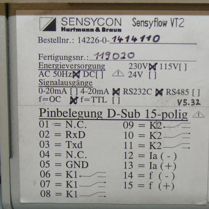 Hartmann&Braun Sensycon Sensyflow VT2  / 14226-0-1414110 230V