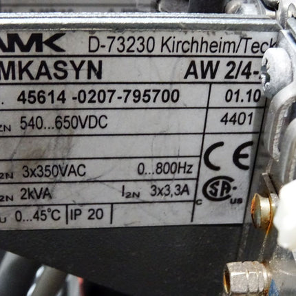 AMK Teststation Servomotor DV5-2-4A 0.73kW + AN10F-1-1 + AZ10 + AW2/4-3 + Bedienfeld AZ-BF - Maranos.de