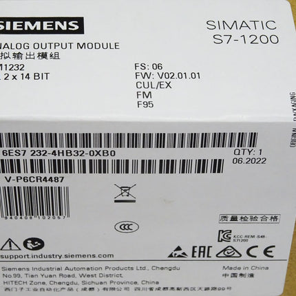 Siemens S7-1200 6ES7232-4HB32-0XB0 / 6ES7 232-4HB32-0XB0  / Neu OVP versiegelt - Maranos.de