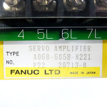 Fanuc Servo Amplifier A06B-6058-H221 / F22 20713-B