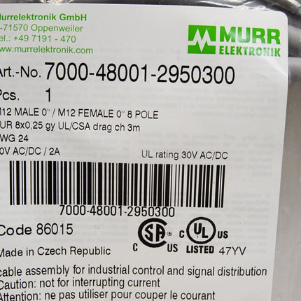 Murr Elektronik Kabel 7000-48001-2950300 / Neu OVP - Maranos.de