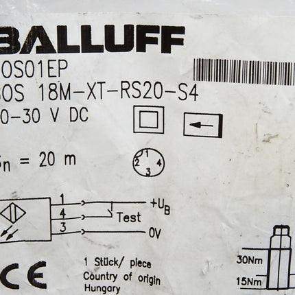 Balluff BOS01EP BOS18M-XT-RS20-S4 Einweglichtschranke / Neu OVP - Maranos.de
