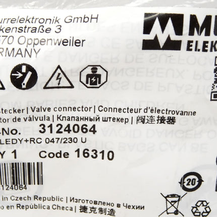 Murr Elektronik 3124064 Ventilstecker / Neu OVP
