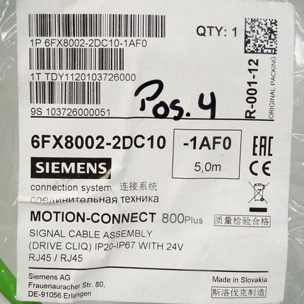 Siemens 6FX8002-2DC10-1AF0 Motion-Connect 800 Plus Kabel 5m / Neu OVP