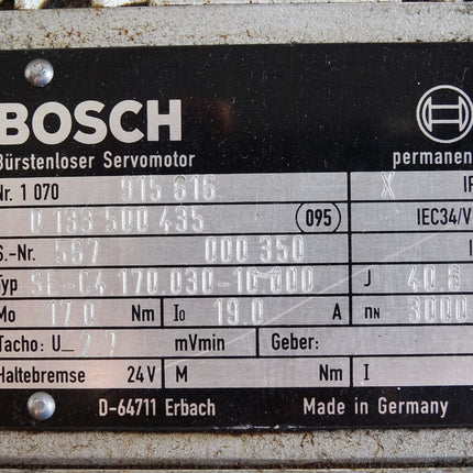 Bosch Bürstenloser Servomotor 0133500435 SE-C4.170.030-10.000 3000min-1