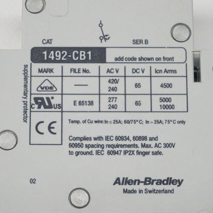 Allen Bradley 1492-CB1G020 + 1492-CB1N Leistungsschutzschalter
