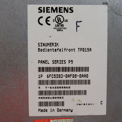 Siemens Sinumerik Bedientafelfront TP015A 6FC5203-0AF08-0AA0 Panel Series P9 - Maranos.de