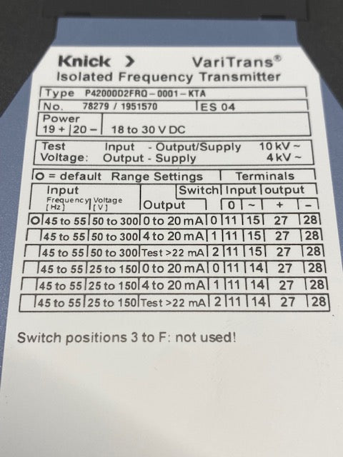 Knick VariTrans P42000D2FRQ-0001-KTA insolierter Frequenz Transmitter 1945465 NEU-OVP