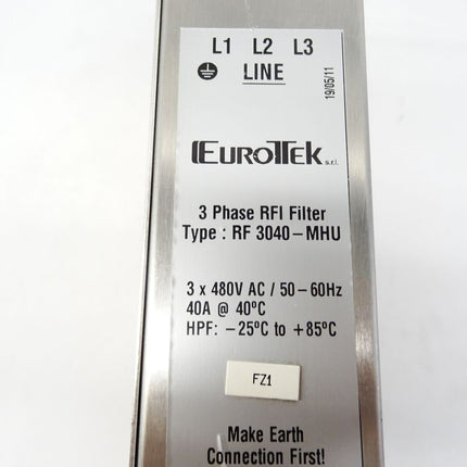 Eurotek 3 Phase RFI Filter RF3040-MHU