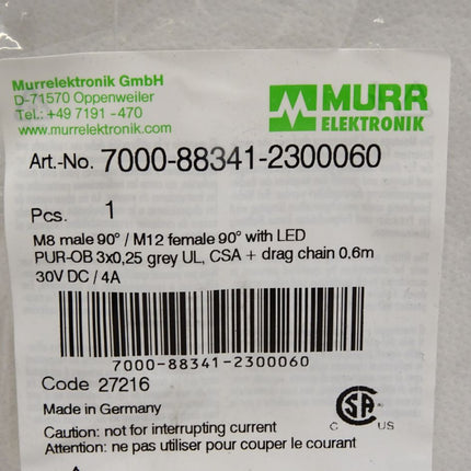 Murr Elektronik Kabel 7000-88341-2300060 / Neu OVP - Maranos.de