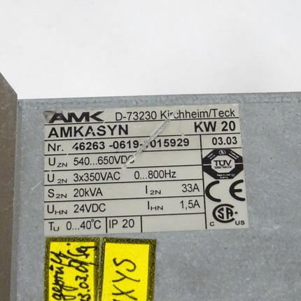 AMK AMKASYN KW20 Frequenzumrichter 20kVA 33A 3x350V Version: 03.03