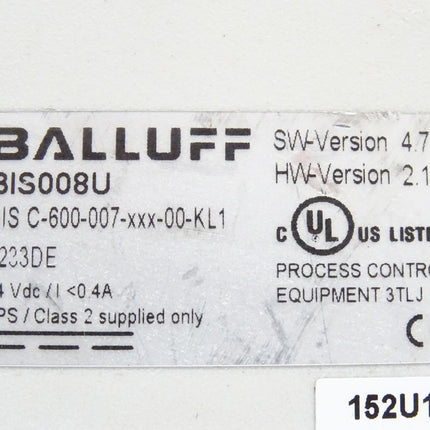 Balluff BIS008U Auswerteeinheit Prozessor BIS C-600-007-xxx-00-KL1 / 24Vdc