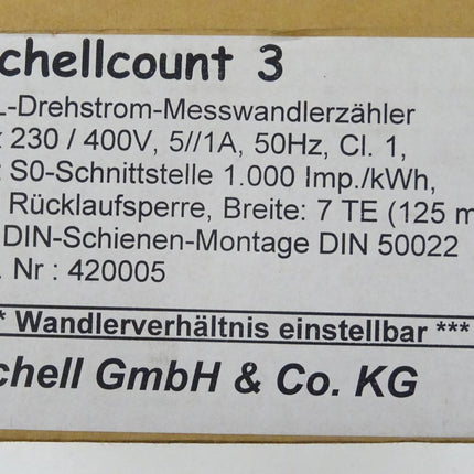 Schell GmbH & Co. KG Schellcount 3 / 420005 / EMH EIZ-EDWB7493 / 4-L-Drehstrom-Messwandlerzähler / OVP