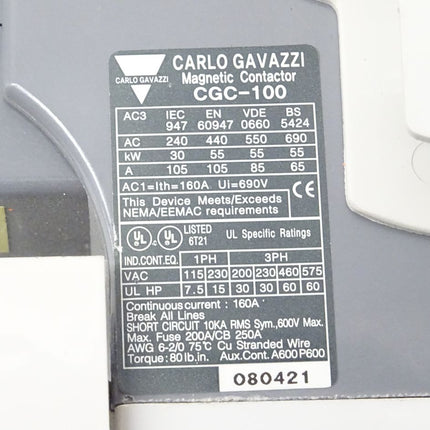 Carlo Gavazzi CGC-100 Schutzschalter 100-240V Schütz