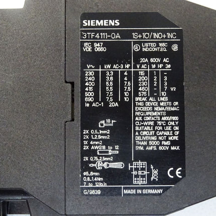 Siemens Schütz 3TF4111-0A
