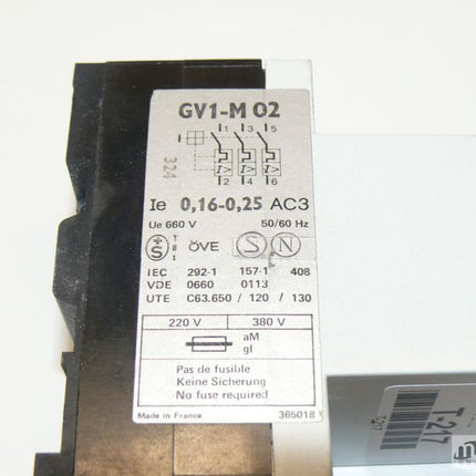 Telemecanique GV1-M02 Motorschutzschalter GV1M02