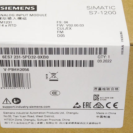 Siemens S7-1200 6ES7231-5PD32-0XB0 / 6ES7231-5PD32-0XB0 / Neu OVP versiegelt