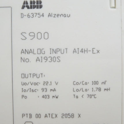 ABB S900 AI4H-Ex AI930S Analog Input - Maranos.de