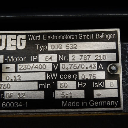 WEG 0DG532 ODG532 D-Motor Drehstrom-Getriebemotor GF12 2750min-1 i 5:1 0.12kW / Neu - Maranos.de