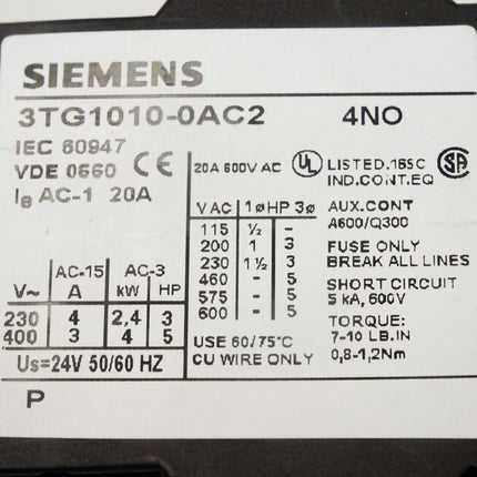Siemens Powerrelais 3TG1010-0AC2 / Neu
